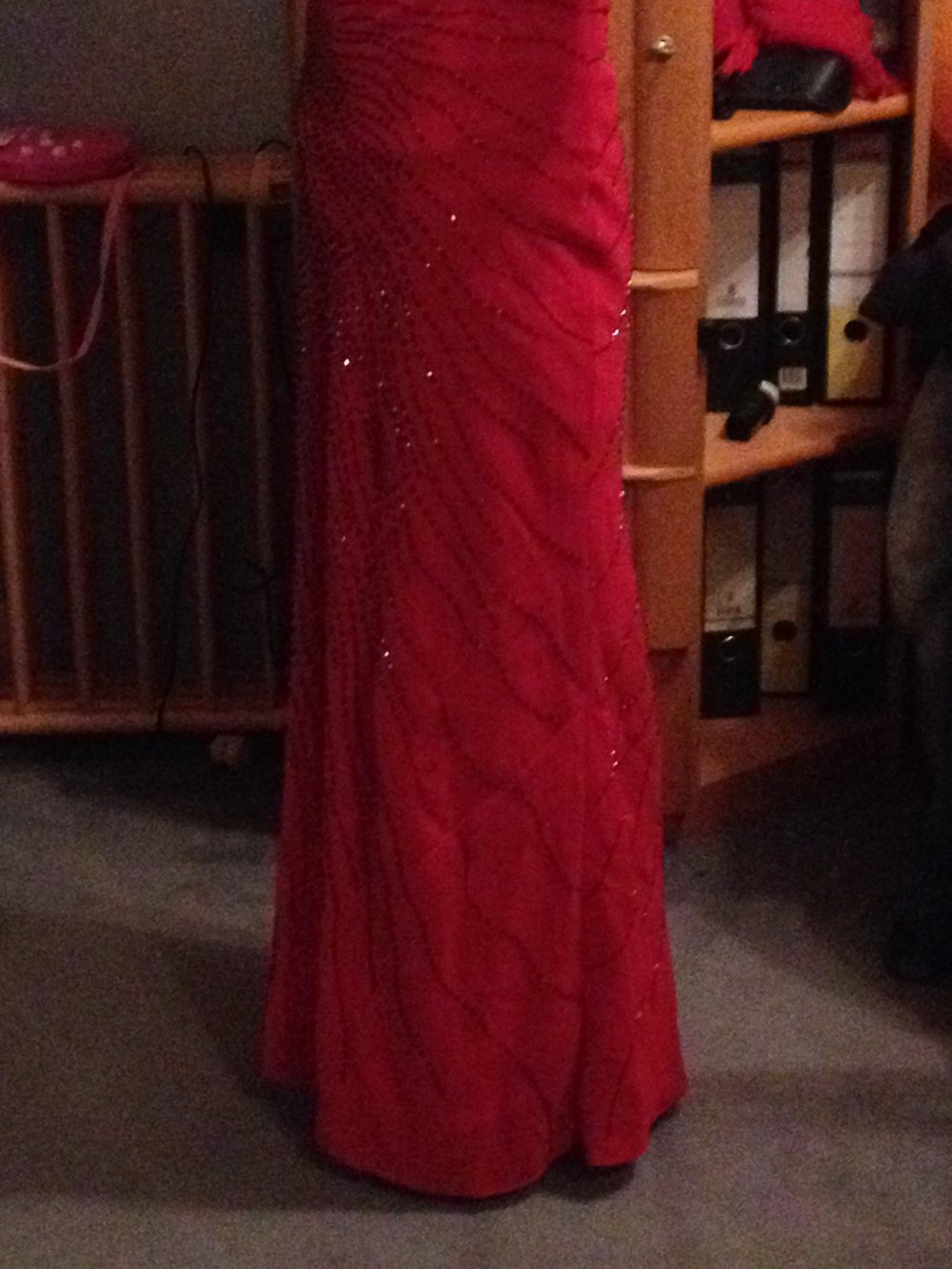 Langes Abendkleid Perlen/Pailletten 36/38 Vivien Caron abiball