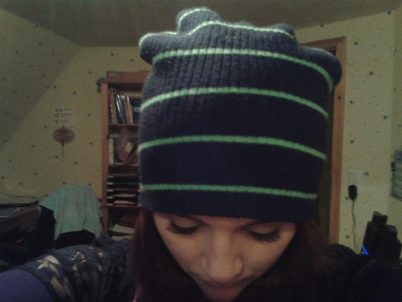 Mütze schwarz neongrün gestreift New Yorker