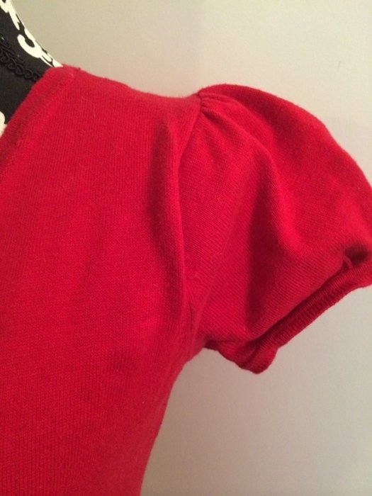 Rotes Baumwollkleid sexy Puffärmel feuerrot