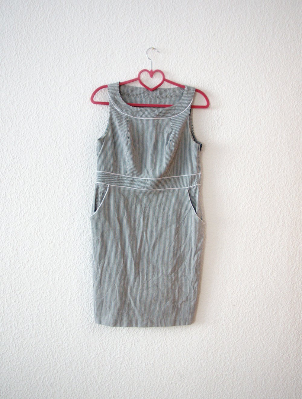 Süßes schwarz weiß gestreiftes Sailorkleid Gr. 38 40 M retro 