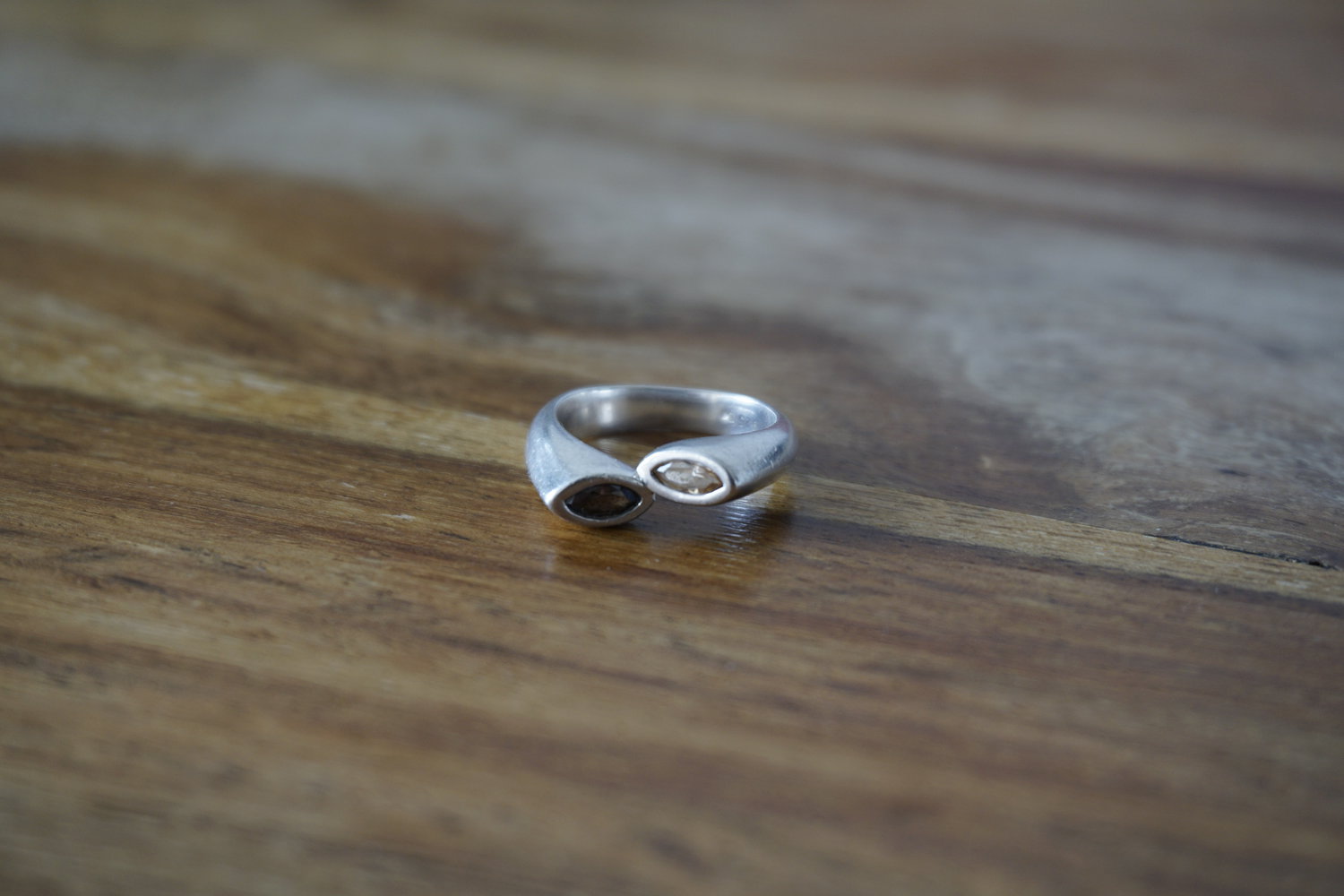 schöner Ring 925 silber mit Echtstein braun beige 56/57