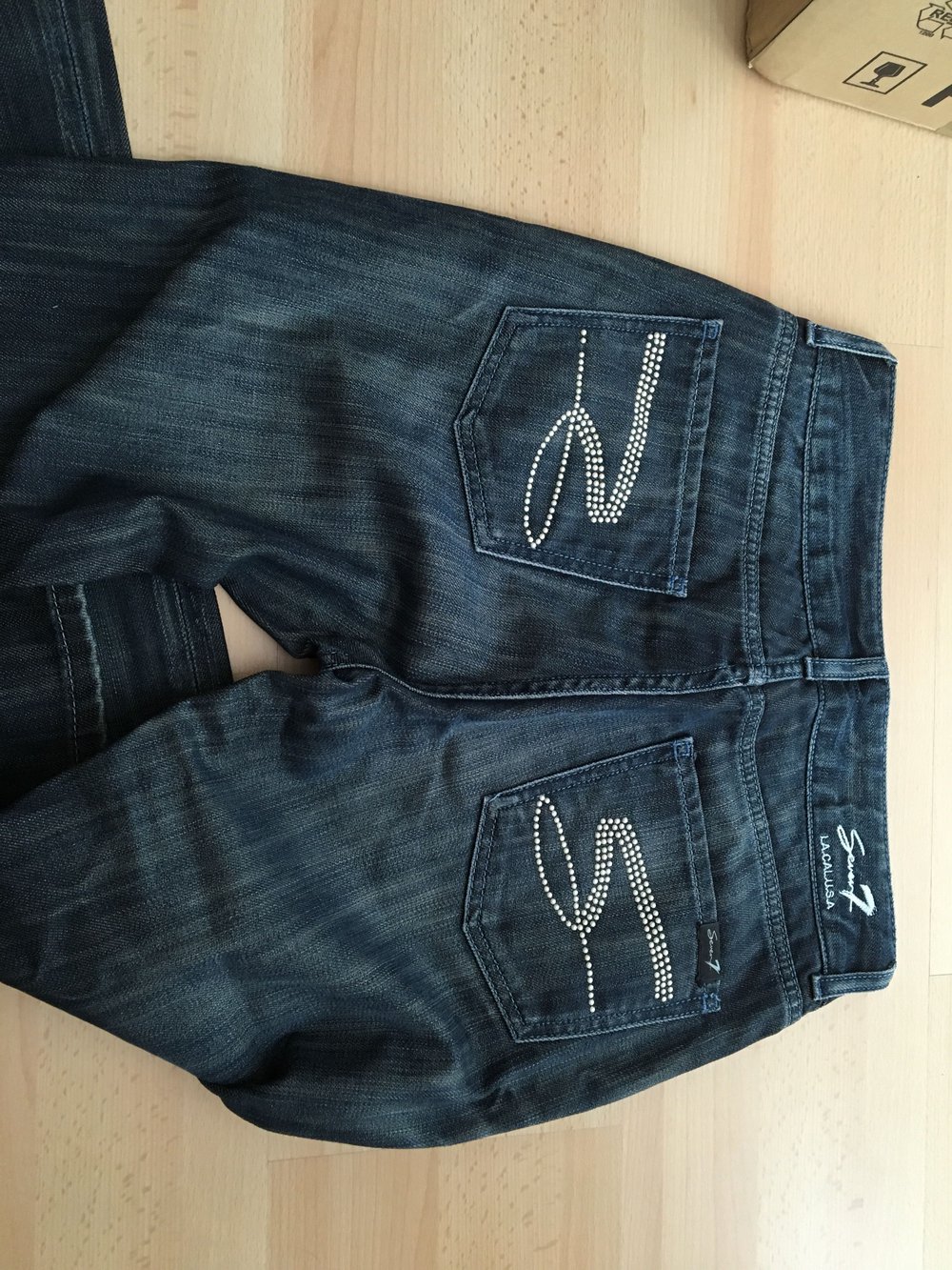 Seven 7 Jeans Bootcut W30 (29) L34 dunkelblau Perlen, Top