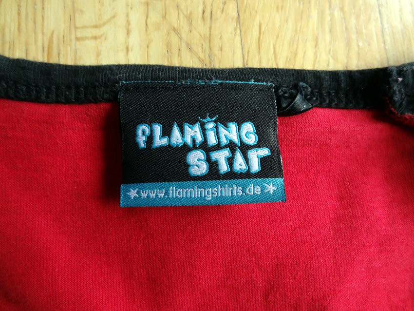 Flaming Star Shirt Gr. L M 38 3/4-Arm rot schwarz Rockabilly Punk Rockabella