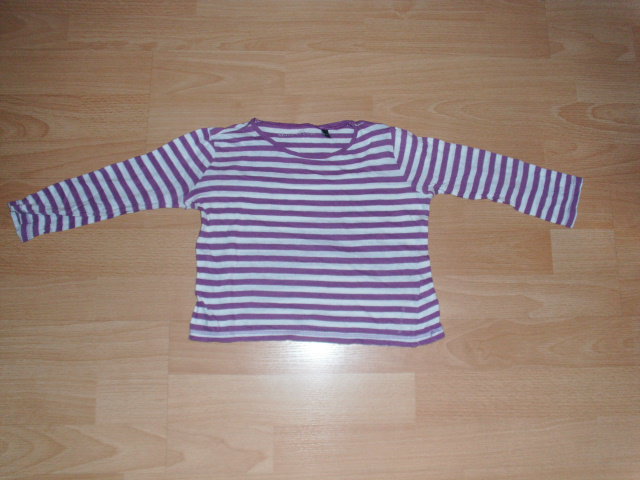 Langarmshirt von Marc O´Polo, lila-weiß geringelt, Gr. 92