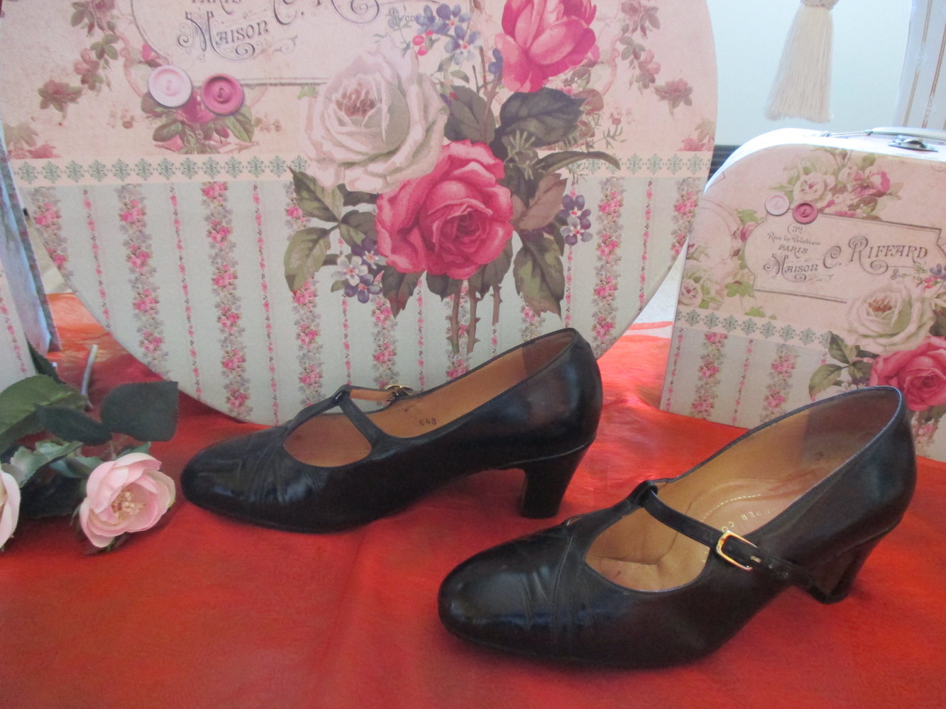   Original Granny VINTAGE * Lack- Leder * High- Heels * Mary Jane * Spangen PUMPS * SCHUHE 