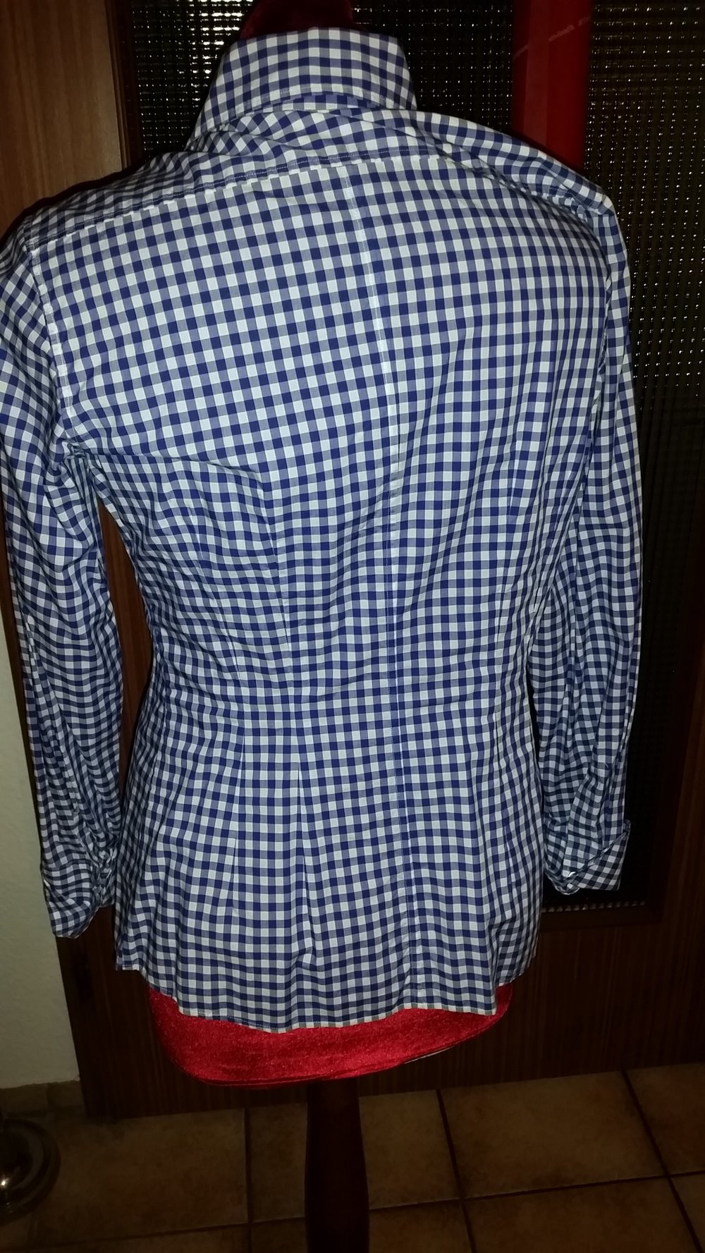 van Laack Bluse blau-weiß kariert Größe M