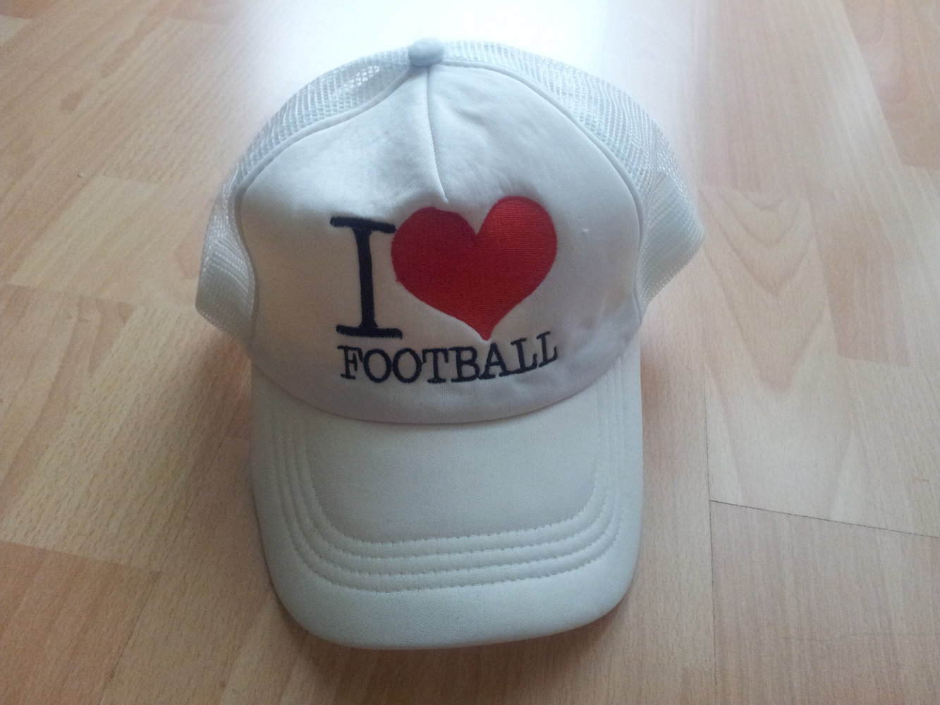  Cap Schirmmütze I Love Football weiß Fußball NEU
