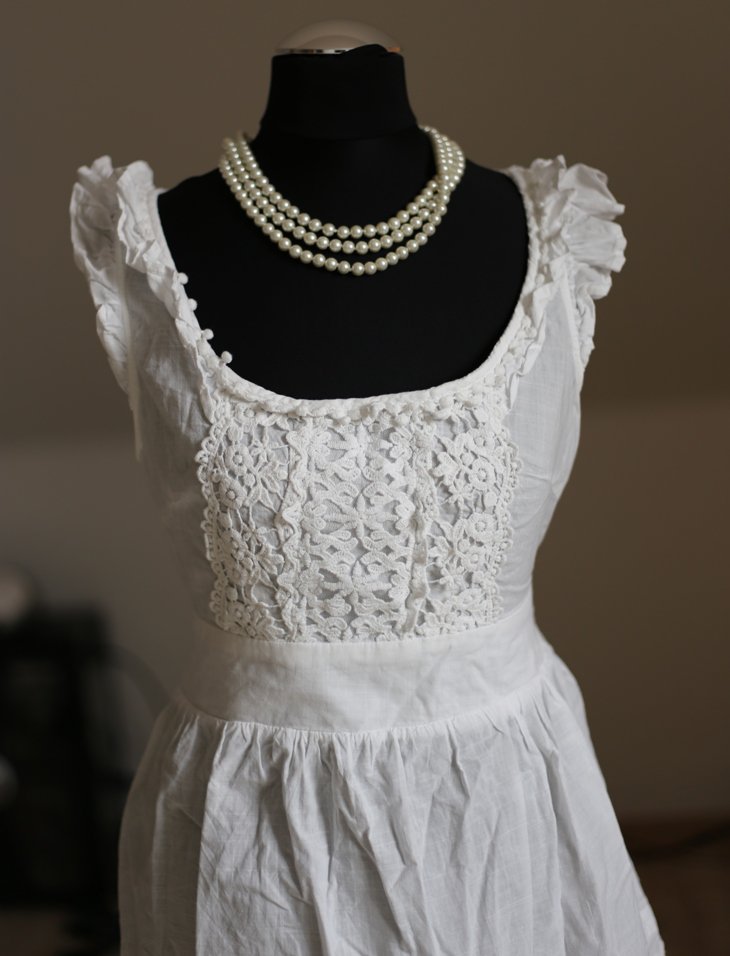 Weiße Bluse Häkel Details Baumwolle 34 36