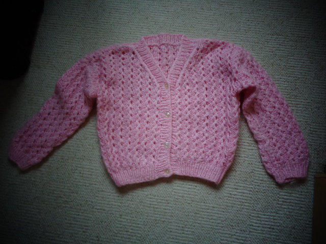 Jacke, Strickjacke, rosa, ca. Gr. 104 /Handarbeit