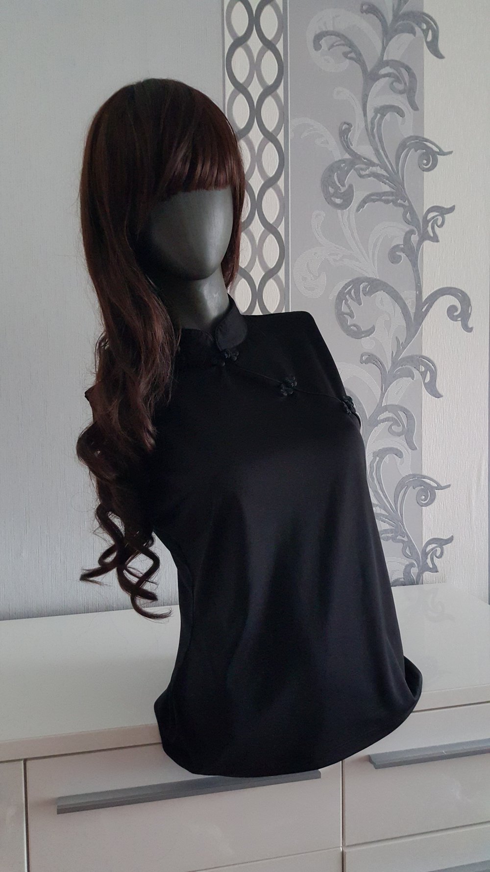 Asia Oberteil schwarz China ausgez. 14 L XL 40 42