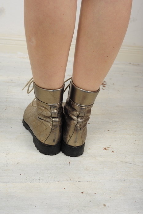 Schuhe Schnürer Vintage Blogger Gold Schnürschuhe Hipster Blogger Boho