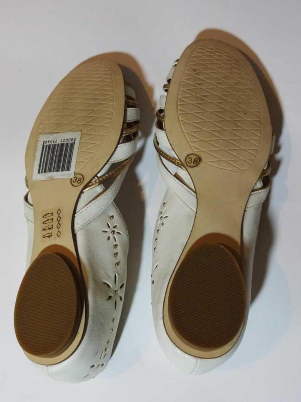 Offene Ballerinas weiß gold Sommer Frühling Gr. 38
