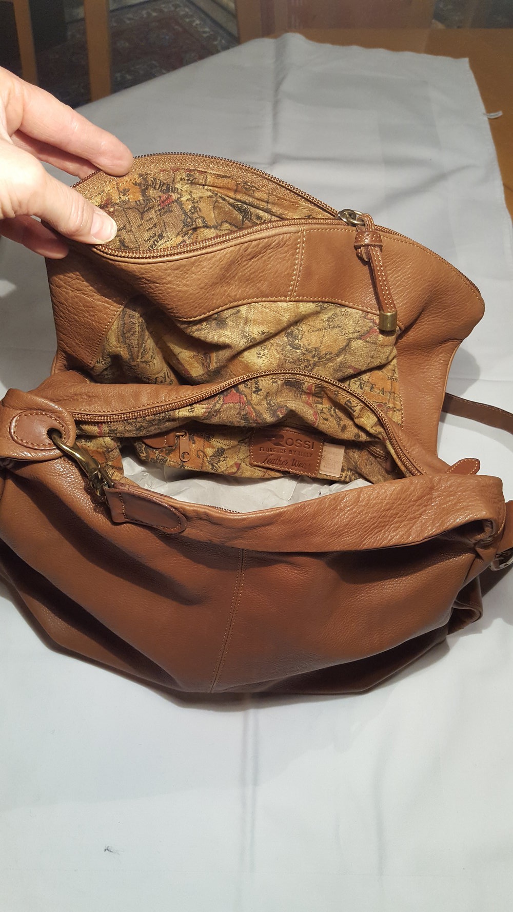 Umhängetasche, Handtasche von Bruno Rossi, echtes Leder