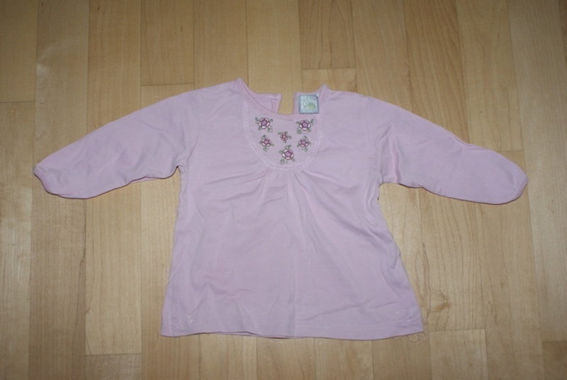 Rosa langarm Shirt mit Blümchen Gr.74 Kita