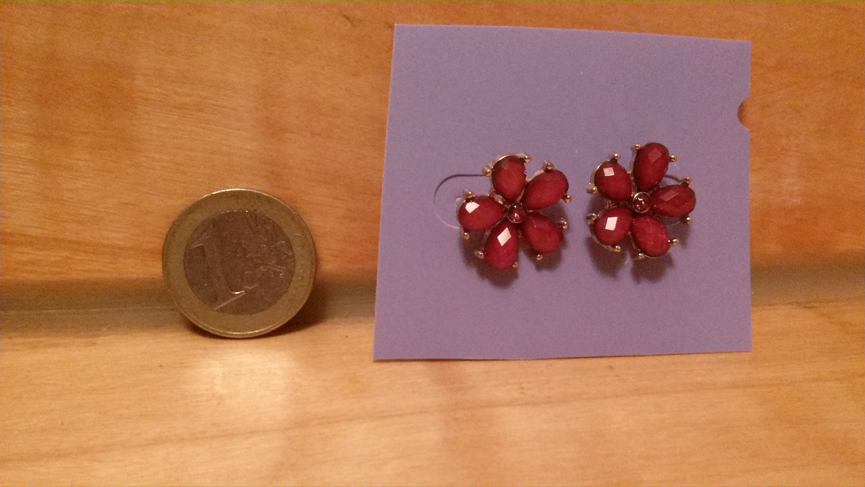 Blumenohrringe, rot, süß, Ohrstecker, gold, Perlen