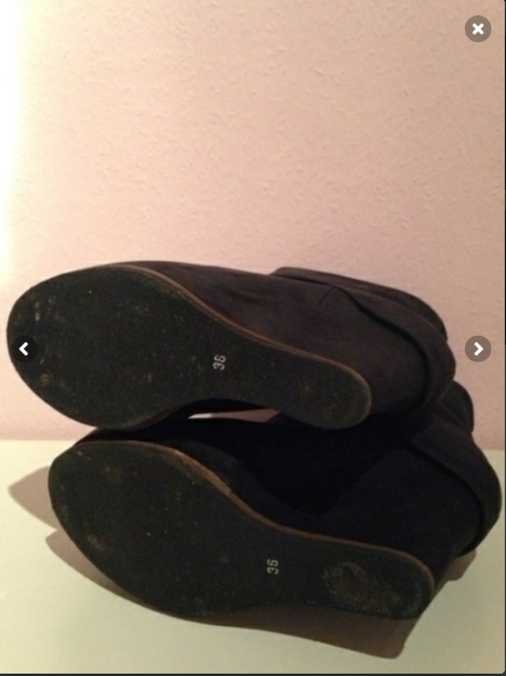 Leder Keilabsatz Stiefel Wedges Gr 36 schwarz