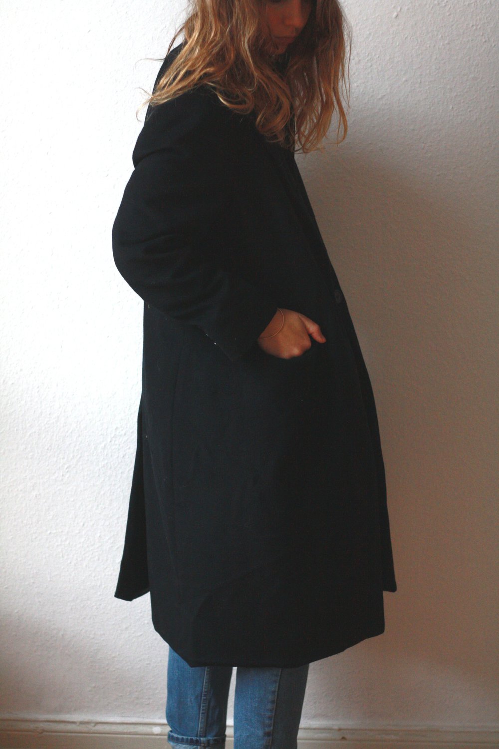 Langer Mantel Zara M 38 40 Dunkelblau Blau Marine Blogger Wollmantel Wintermantel