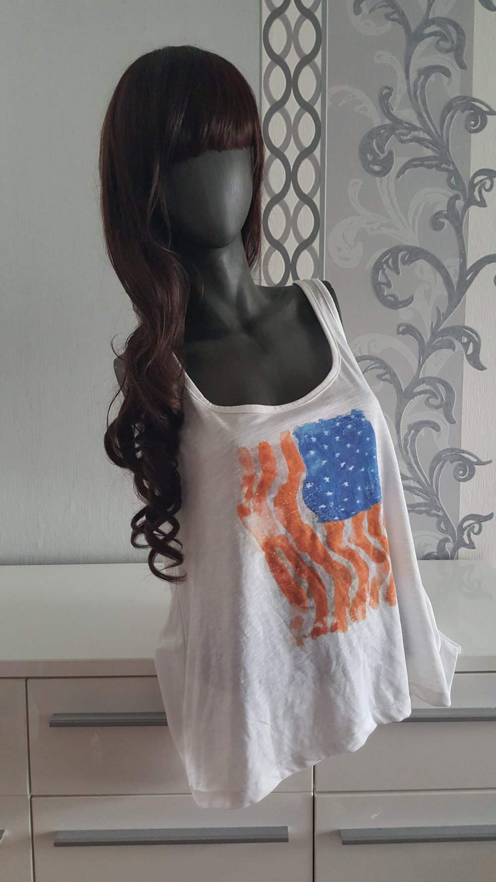 Amerika Flagge USA Weiß Top M L XL 38 40 42