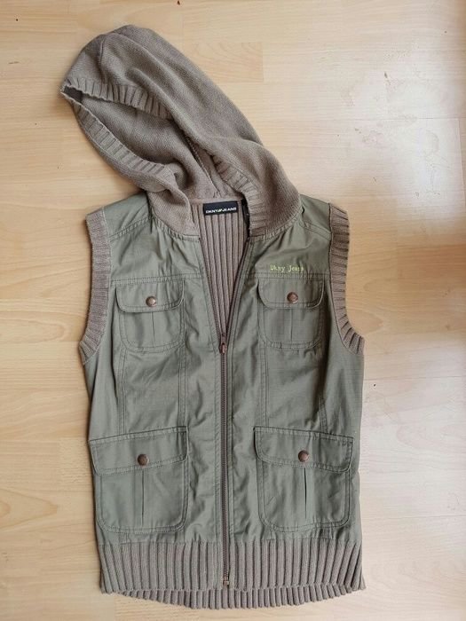 Schicke army-style Weste, DKNY Jeans, 38/40, ärmellos, mit Kaputze