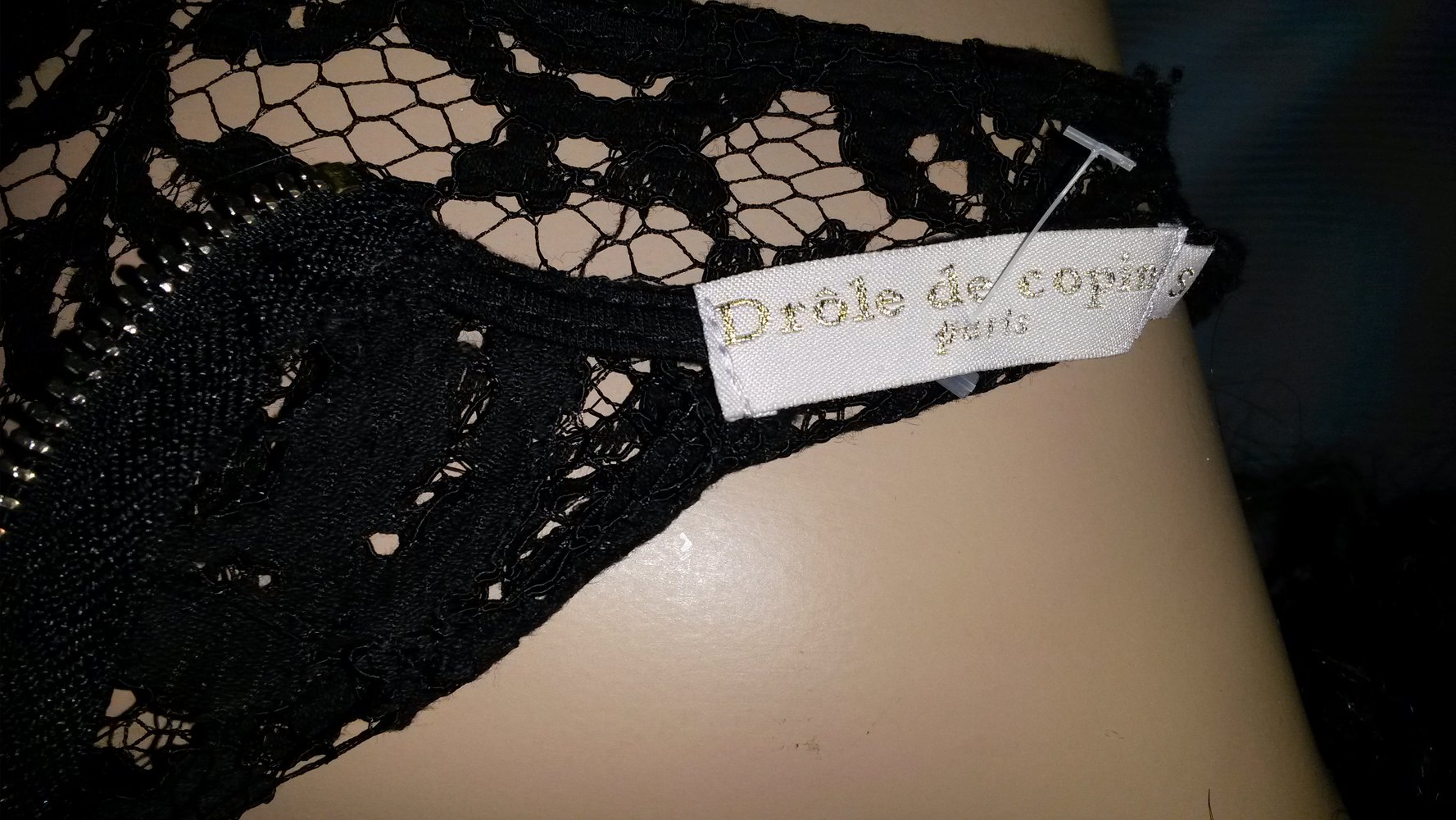 Edel schwarze Spitze tiefschwarzen Minikleid 