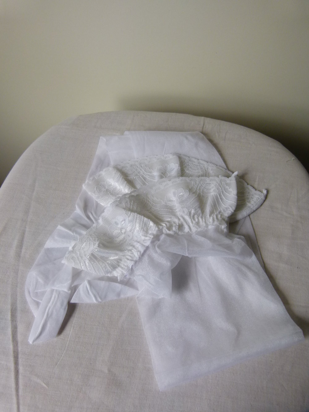 Halterlose Strümpfe Stockings, Satin-Look, weiß, NEU OVP, Vintage Retro Hochzeit Mori