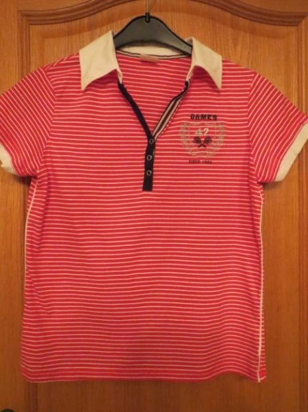 Shirt/Poloshirt,gestreift,rot-weiß