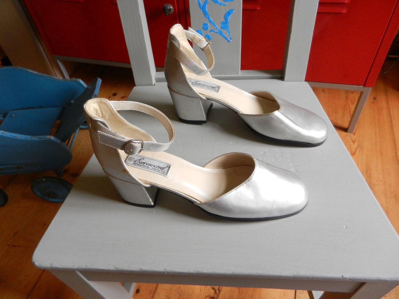 Berlin Vintage Silber Riemchenschuhe 39 Mottoparty Karneval Fasching