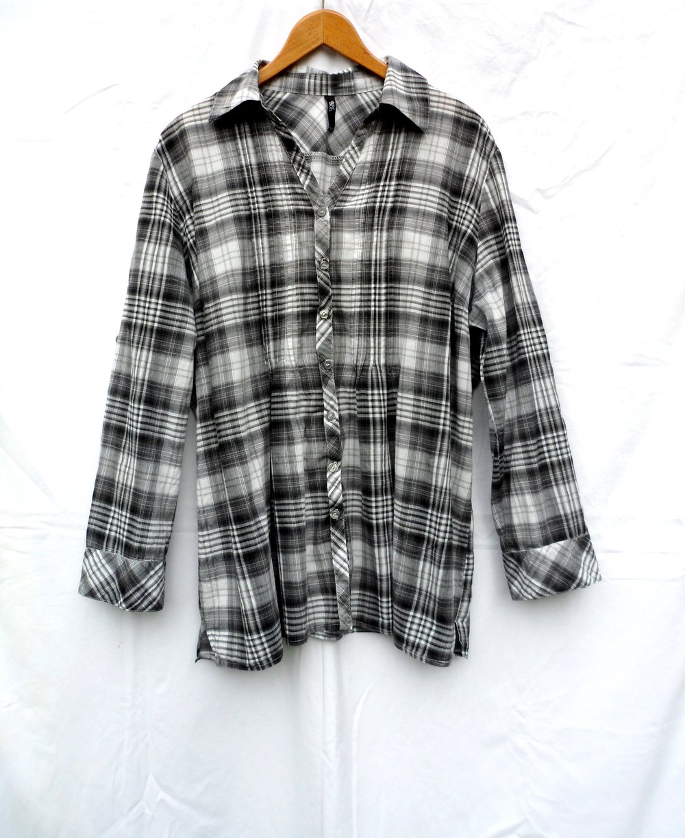 Schwarz graue Karo Bluse