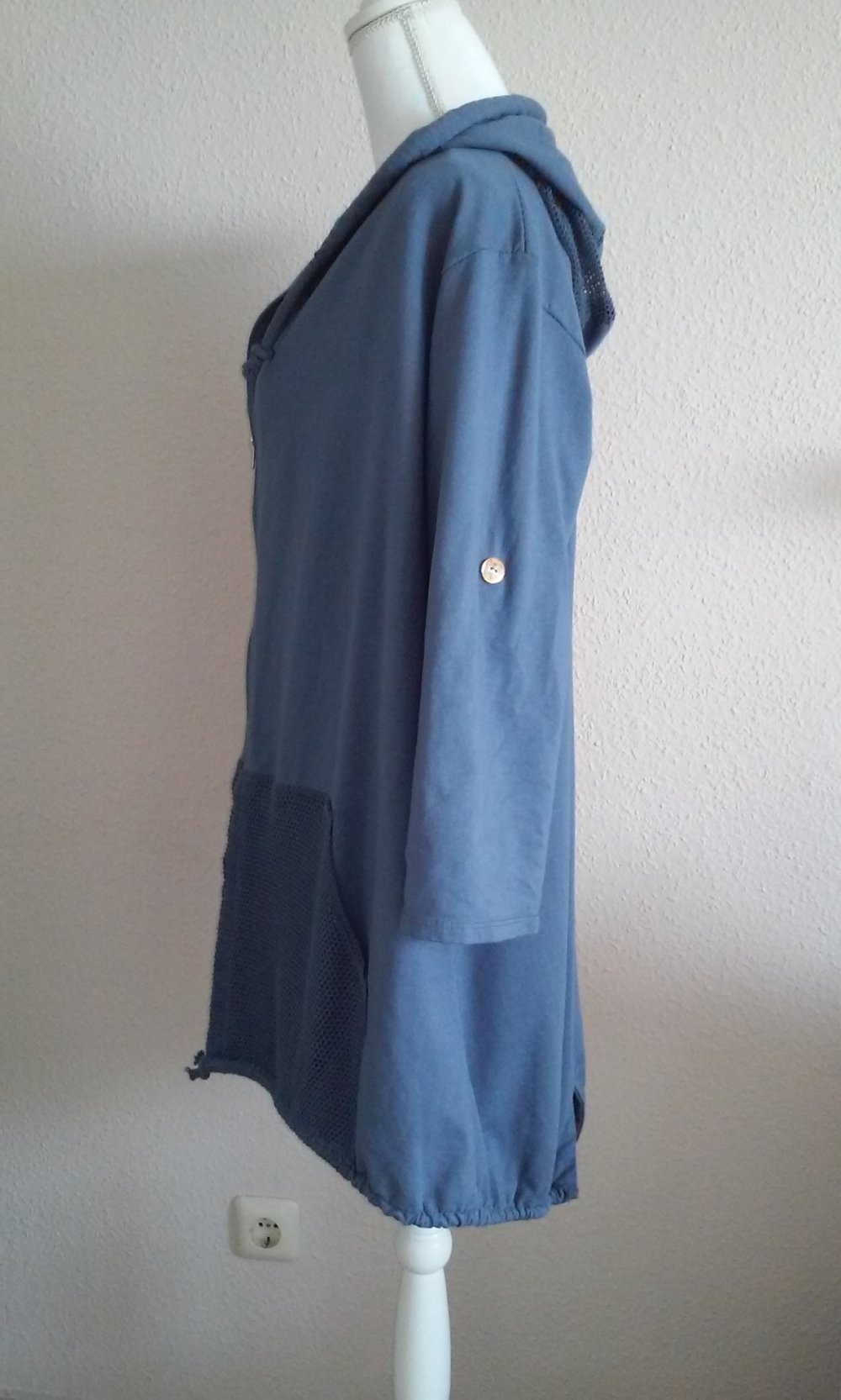 Neu! Italy Sommerjacke Kapuzenjacke Paker  Long Jacke langarm (oder krempeln) in jeansblau