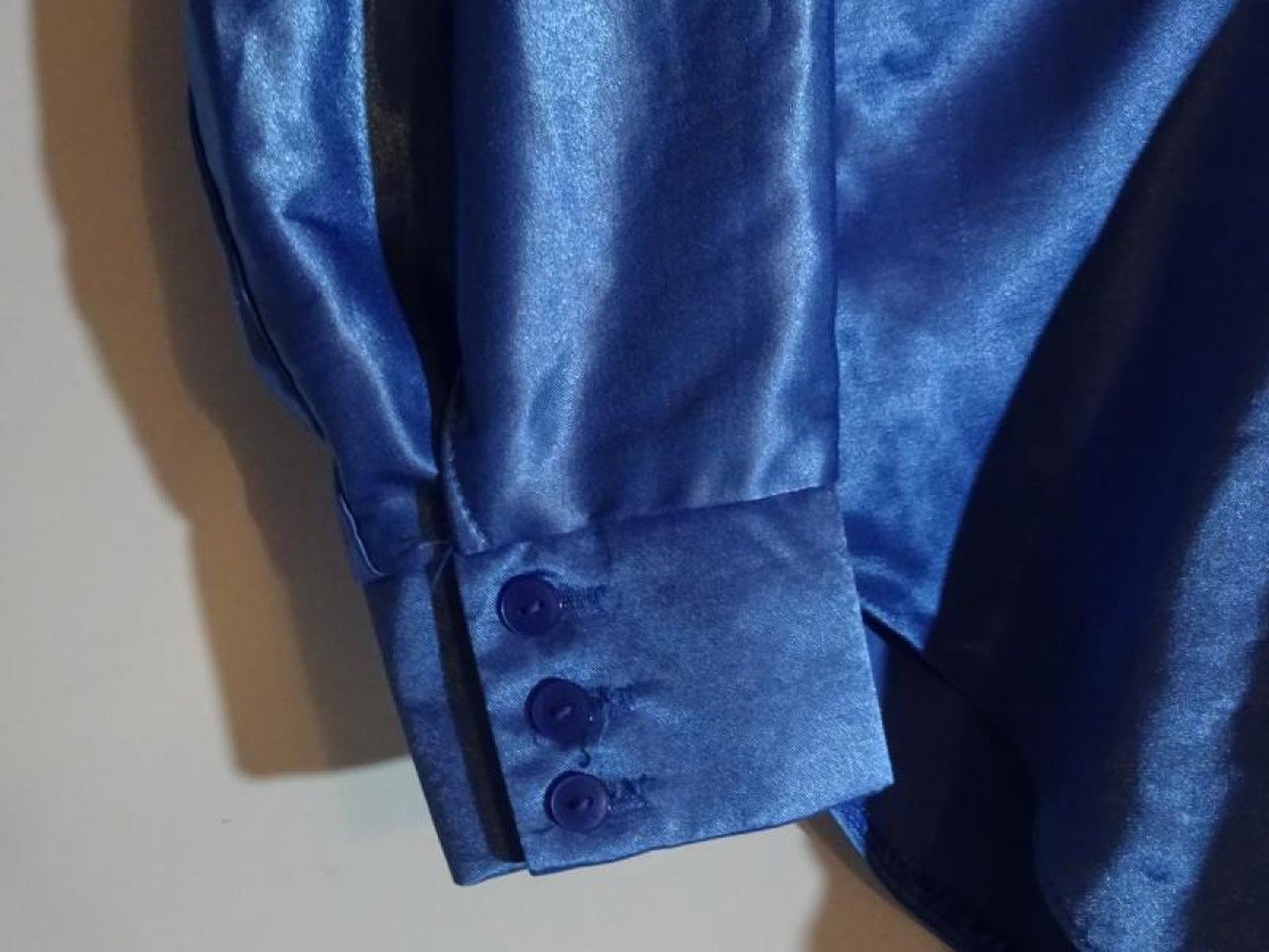 Satinbluse blau 90er Vintage Gr. M Gr. 40 Gr. 12