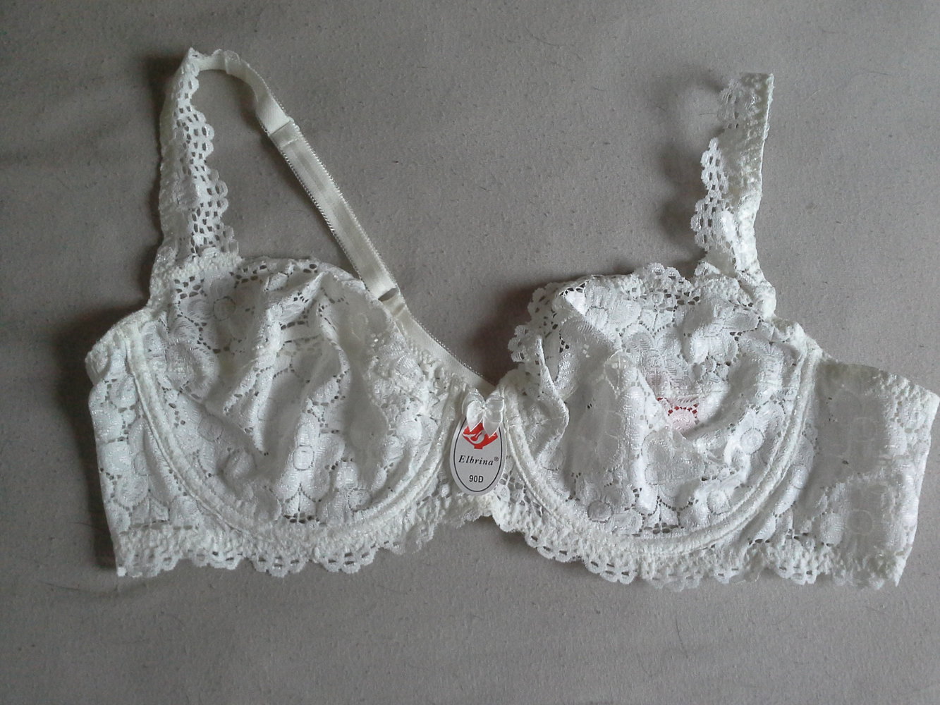 weißer durchscheinender Spitzen BH von Elbrina, 90D