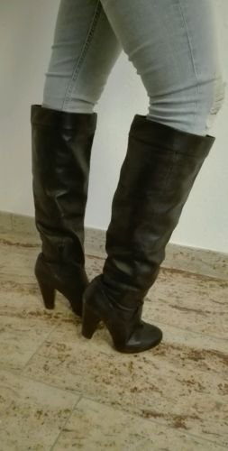 H&M Stiefel Boots Plateau Overknee Echtleder Größe 41