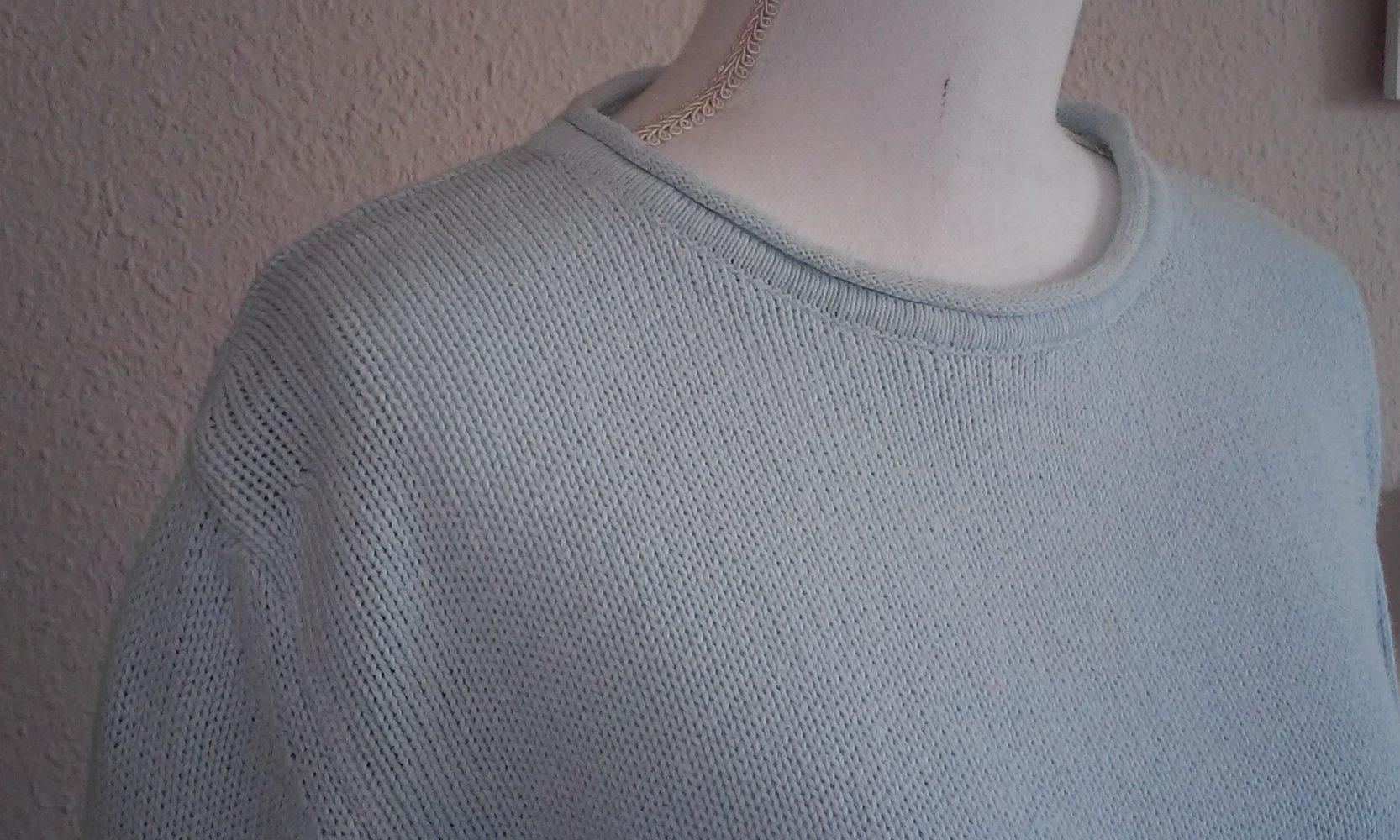 long Sweatshirt Langarm Shirt Rundhals/kl.Kragen Pulli Basic Oberteil hellblau