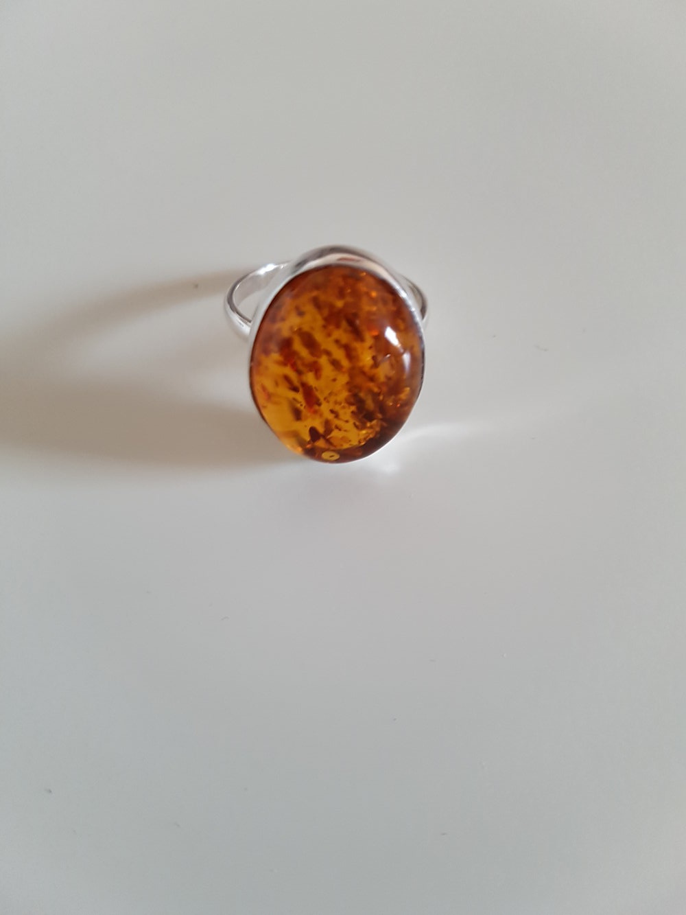 925er Silberring mit Bernstein - neu