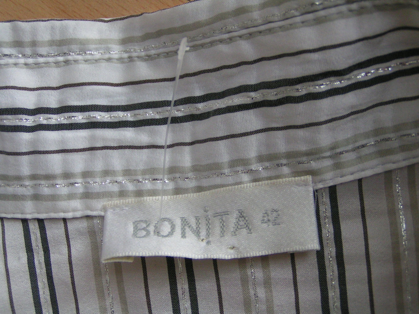 Bonita Crash Bluse Weiß Silber Grau 29% Seide Gr. 42 L NEU 79,90€