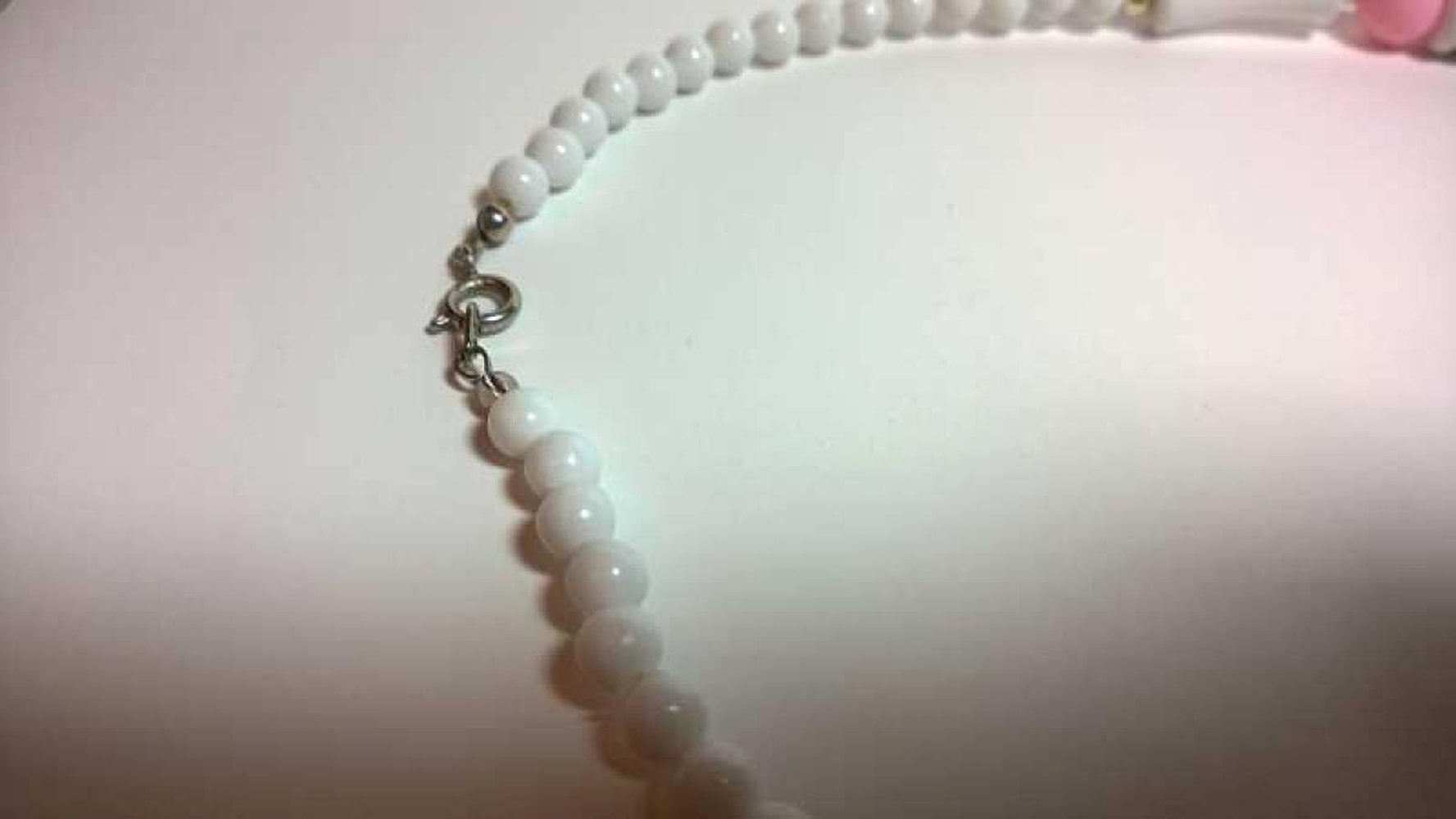 Rosa weiße Kette Vintage 80er