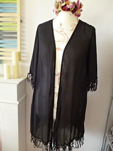 Chiffon Cardigan Spitzen Fransen 40/42