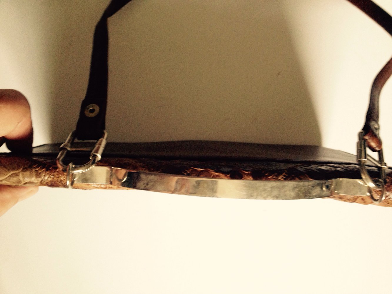 Exklusive Cognac Leder Vintage Umhangtasche Tasche 