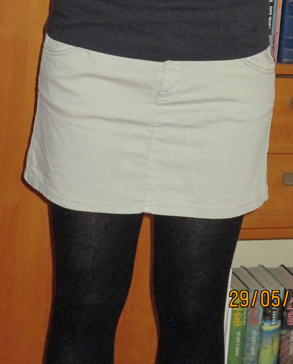 Beiger Jeans-Minirock, Gr. S