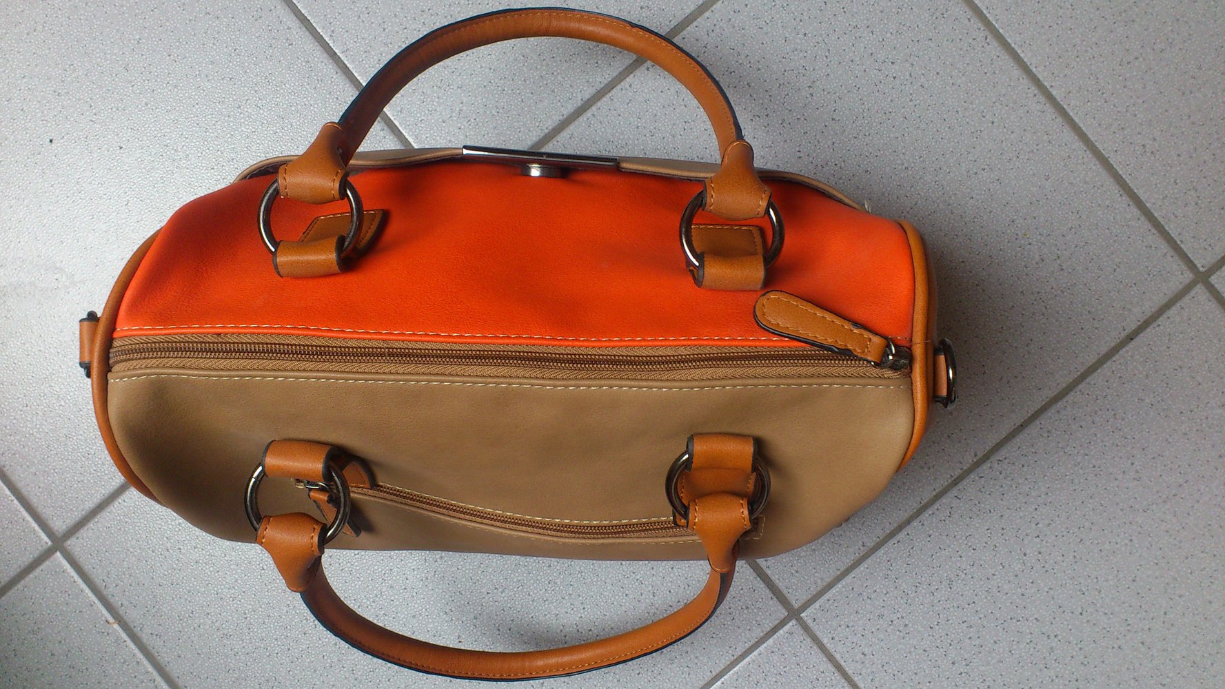 !! Braun orange Tasche mit separatem Trageriemen