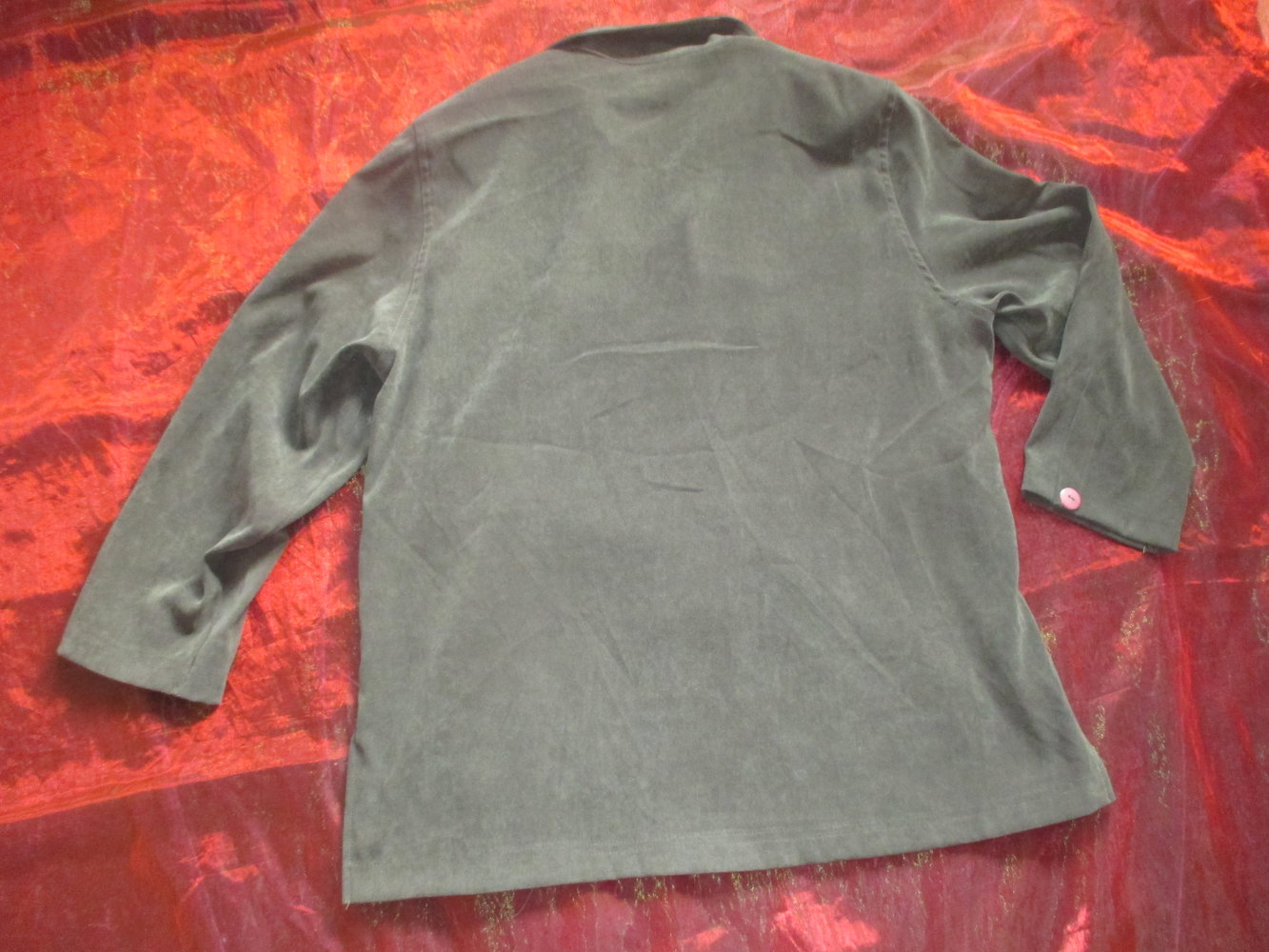 NEU* VINTAGE * Alcantara * Samt * Velours * Leder * Jacke oder Hemd- Bluse Gr. 44- 48/ L- XL, Oversize * moos- oliv * kahki- grün