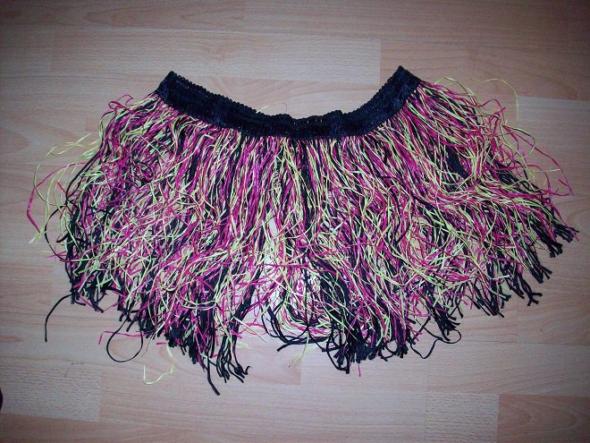 Strandrock, Pau Skirts, Hula Rock mit Gummibund, Fransen Look, Bunt, Gr. S