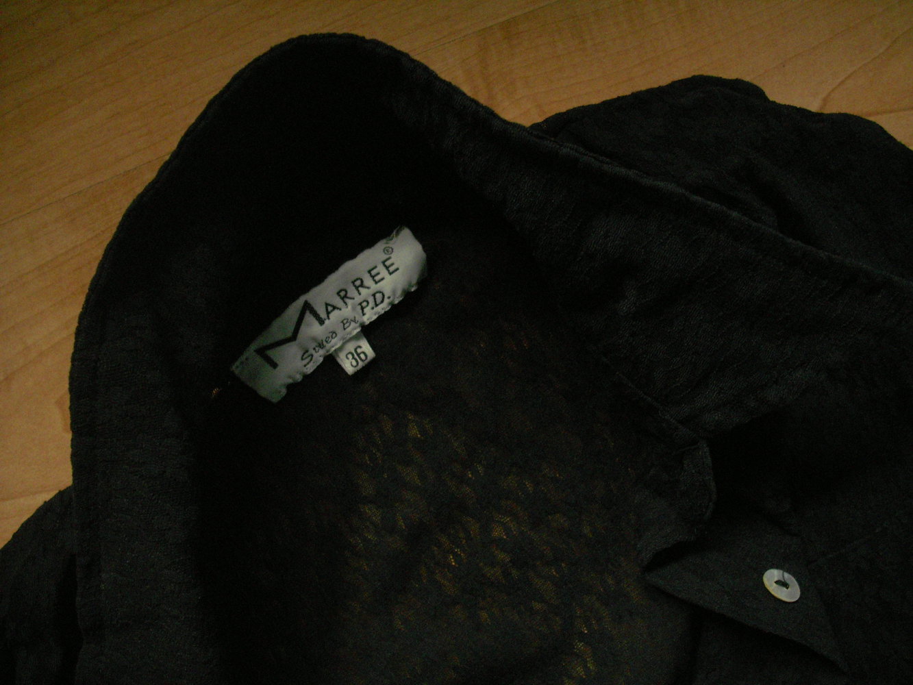 Marree süsse Bluse,Gr. 36, Spitzen-Optik Transparent, Gothic,Hemdbluse schwarz Gr. 36/38 Stretch 