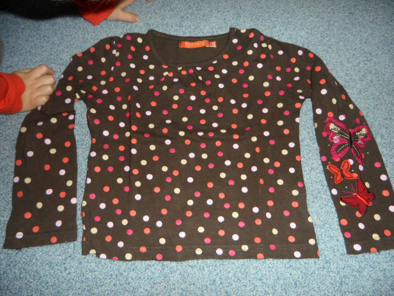 Staccato fröhliches Langarmshirt Polka Dots Punkte Schmetterlinge