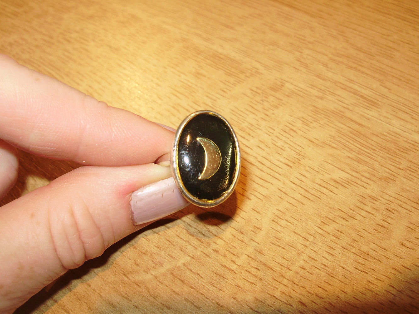 Ring Halbmond  mit Email verstellbar NEU