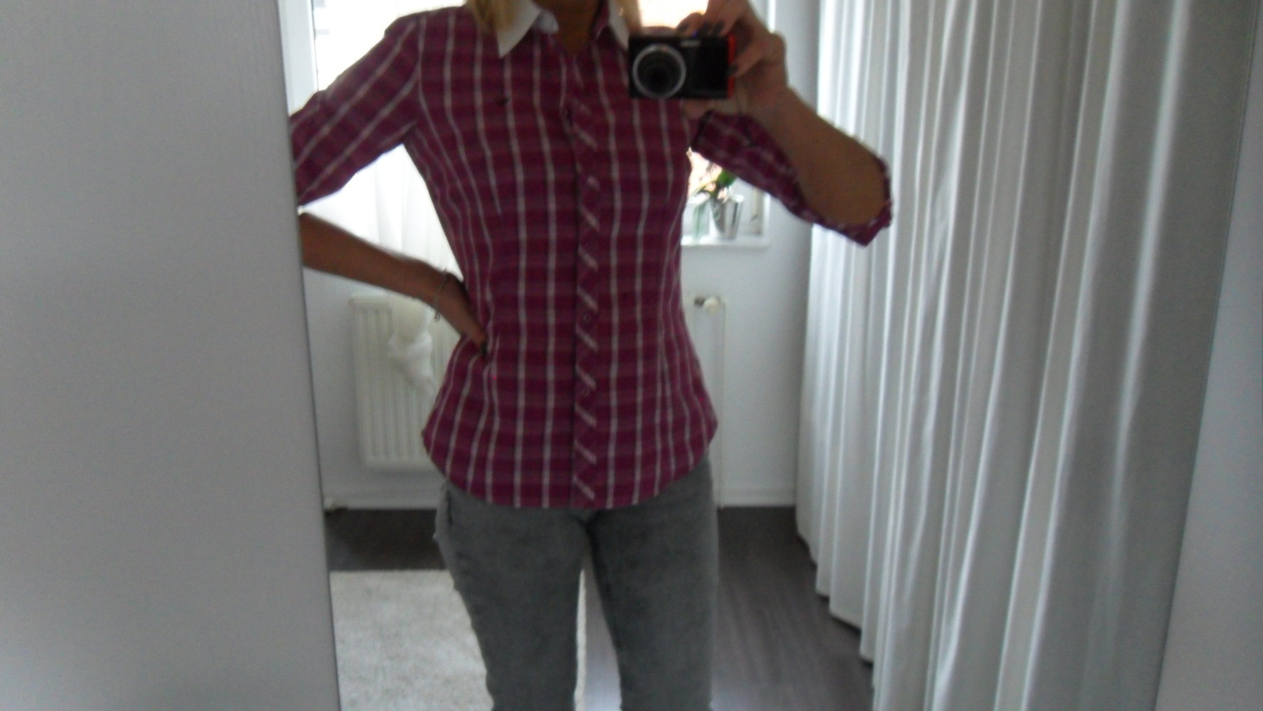 Esprit - Karobluse - 36 - Super- Zustand - karierte Bluse - Pink-Töne mit weißem Kragen