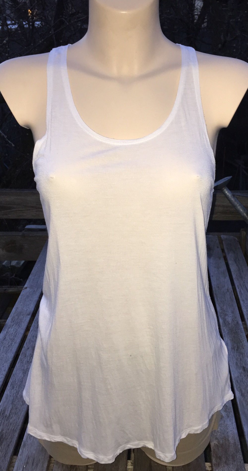 H&M ausgestelltes Tanktop LONGTOP weiß Gr. 34