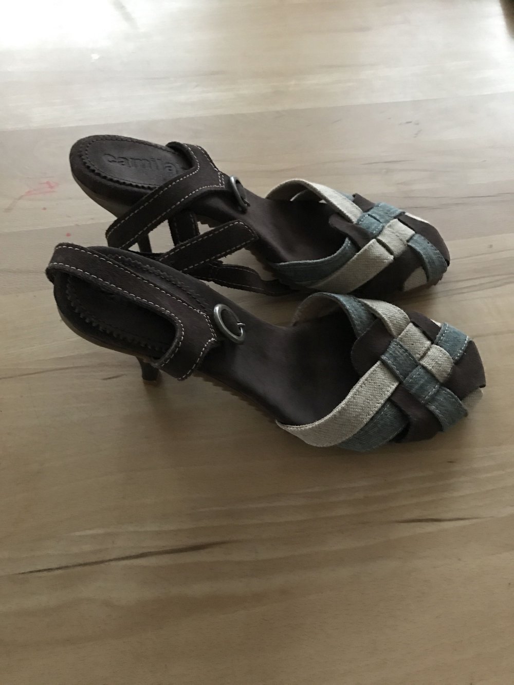 Neuwertige High Heels aus Echt Leder/ Canvas