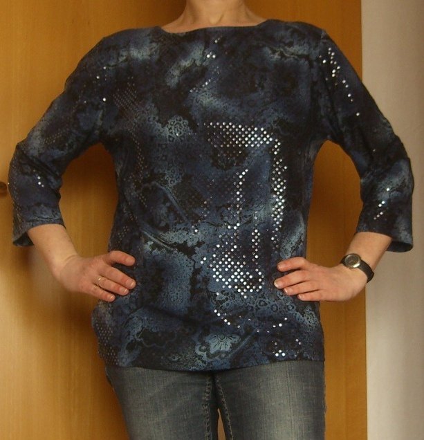 Paillettenshirt, blau/schwarz