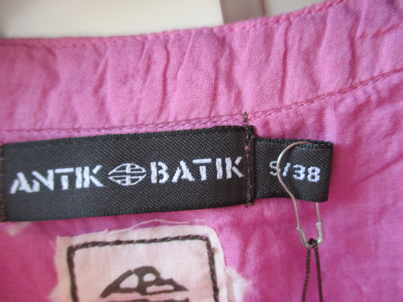 Antik Batik, zuckersüße edle Tunika Bluse, Mode aus Frankreich, Gr. 36, 100 % Baumwolle, pink, weiß, ovp, neu mit Etikett, hoher NP, Stehkragen